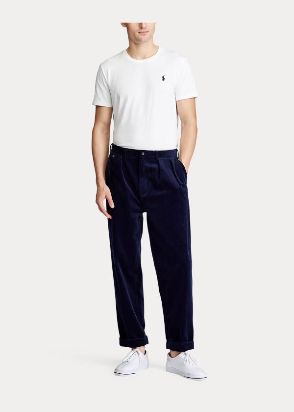 Pantalones Polo Ralph Lauren Hombre Azul Marino - Pleated Baggy Corduroy - XWGYB2680